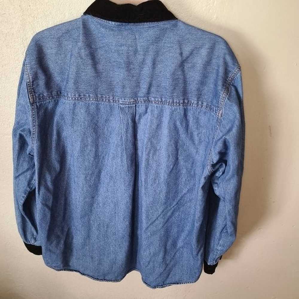 Vintage Denim Button Down with Velvet Collar - image 2