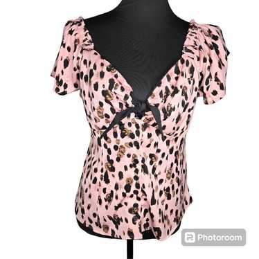 Unique Vintage Pink Leopard Print Top