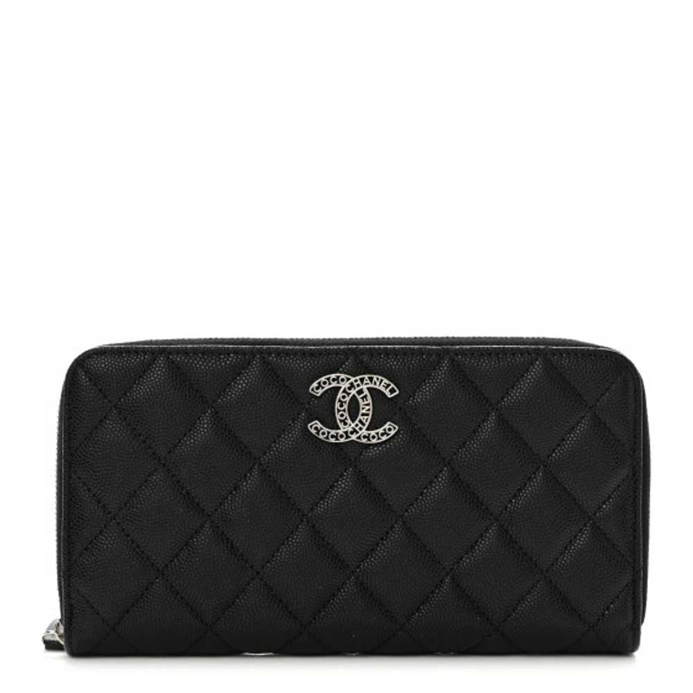 CHANEL Caviar Quilted CC Logo Long Zipped Wallet … - image 1