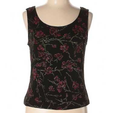 Xscape Joanna Chen floral glitter sleeveless black 2024 office work career blouse