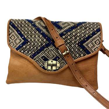 Unkwn 70's Geometric Leather Handbag Shoulder WES… - image 1