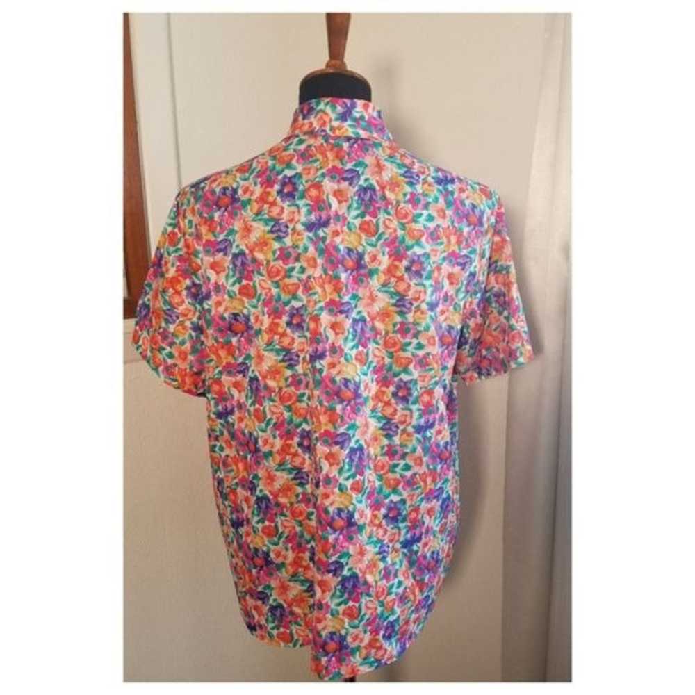 Vintage 1980's Floral Button Up Tie Neck - image 2