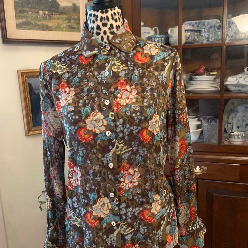 Vintage Blouse in a sheer chinoiserie fabric - image 1