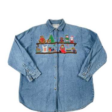 Vintage 90s Santas Workshop Button Shirt - image 1