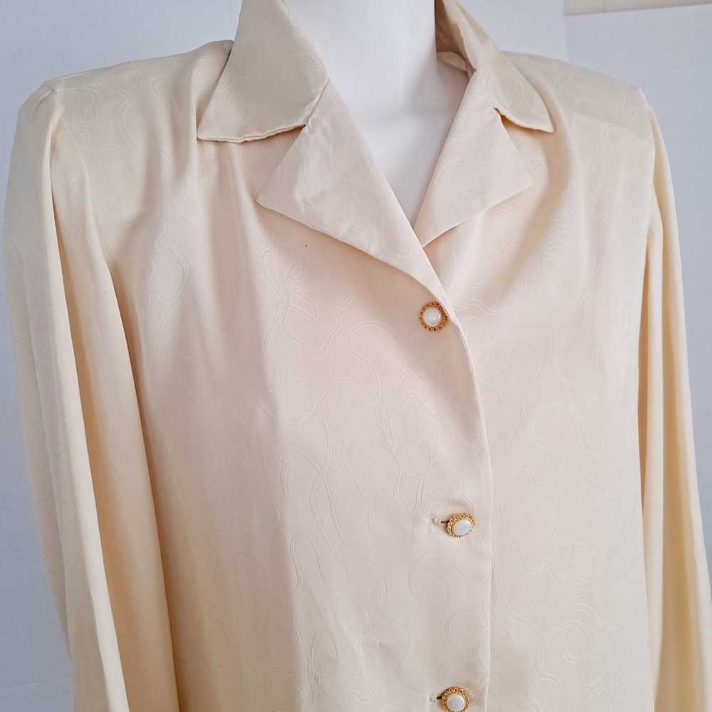 Vintage 80s Blouse Butter Yellow Pearl Gold  Butt… - image 7