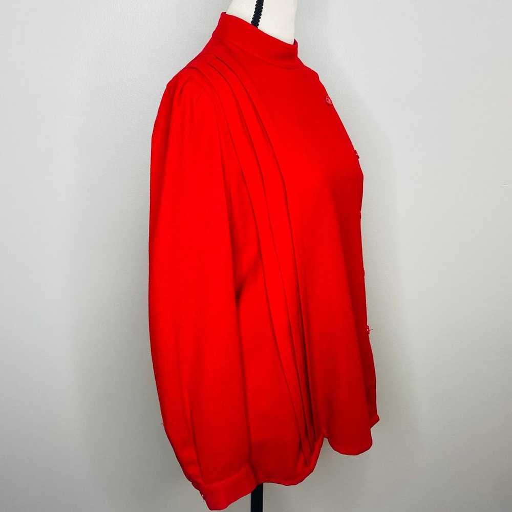 Vintage Pleated Wool Blouse Womens 14 Mock Neck L… - image 3