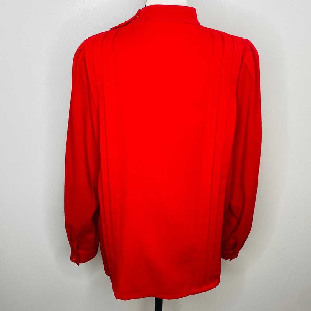 Vintage Pleated Wool Blouse Womens 14 Mock Neck L… - image 4