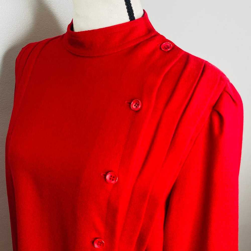 Vintage Pleated Wool Blouse Womens 14 Mock Neck L… - image 6