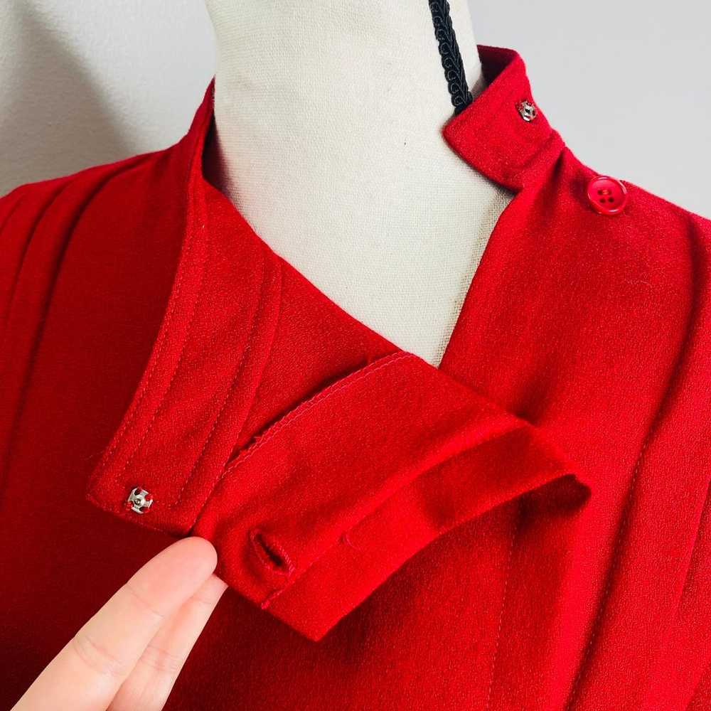 Vintage Pleated Wool Blouse Womens 14 Mock Neck L… - image 7