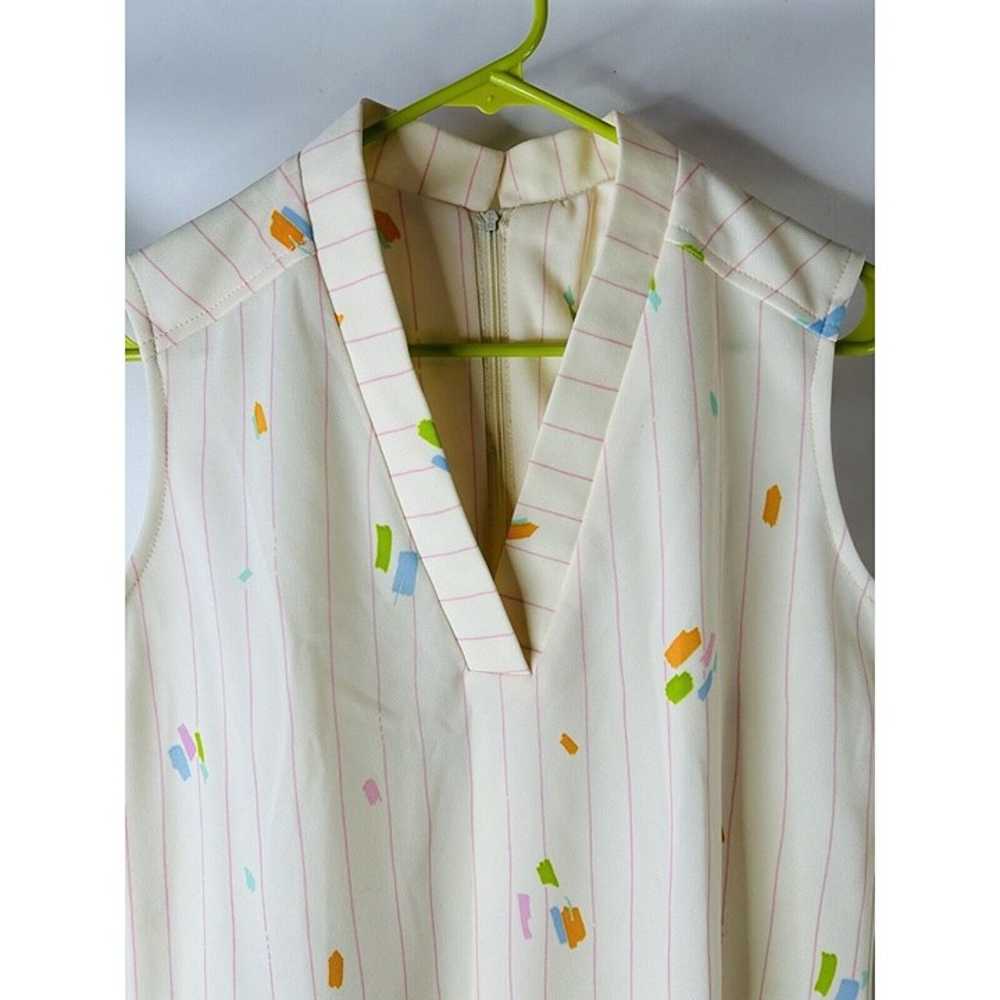 VTG 70s Womens Large 14 Confetti Stripe Sleeveles… - image 2