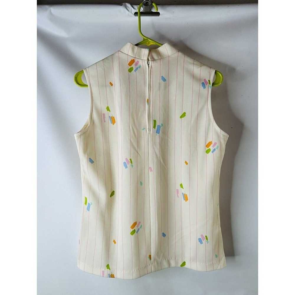 VTG 70s Womens Large 14 Confetti Stripe Sleeveles… - image 5