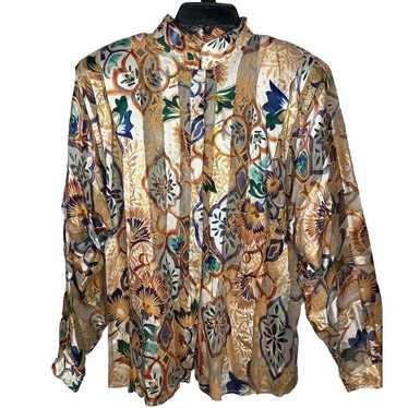 Vintage The Silk Farm Blouse 100% Silk Women Size… - image 1