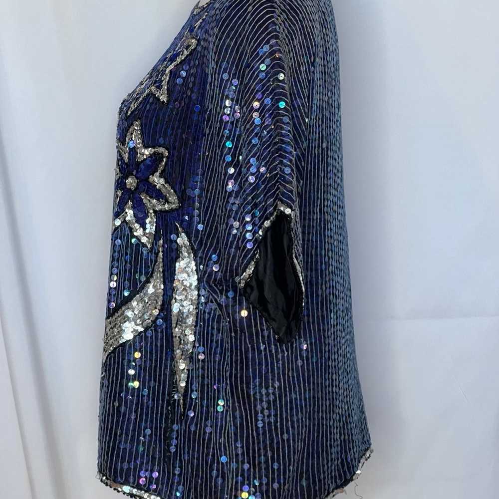 Sequin top - vintage beaded top - size large - si… - image 3