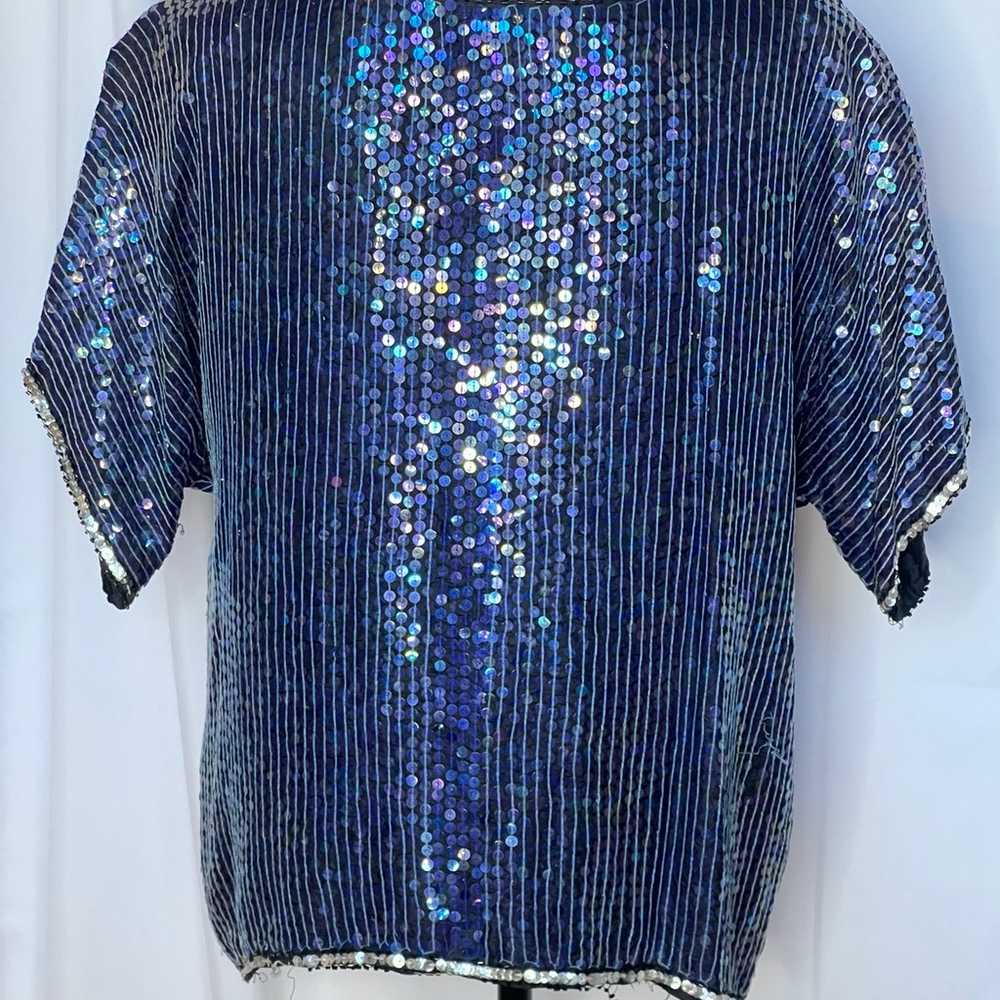 Sequin top - vintage beaded top - size large - si… - image 4