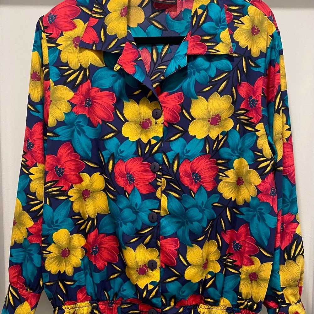 VTG Retro 80s 90s Notations Bold Colorful Floral … - image 3