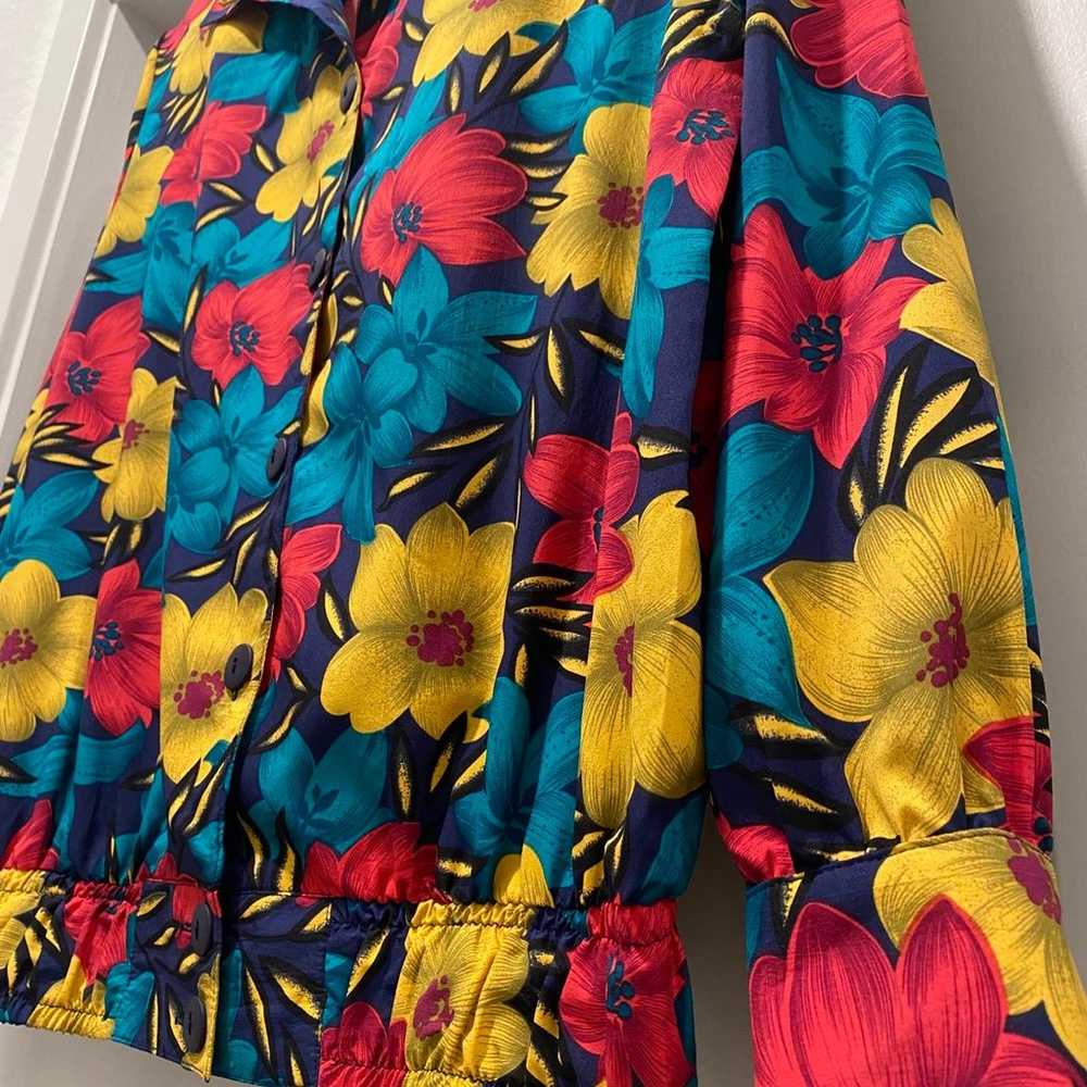 VTG Retro 80s 90s Notations Bold Colorful Floral … - image 7