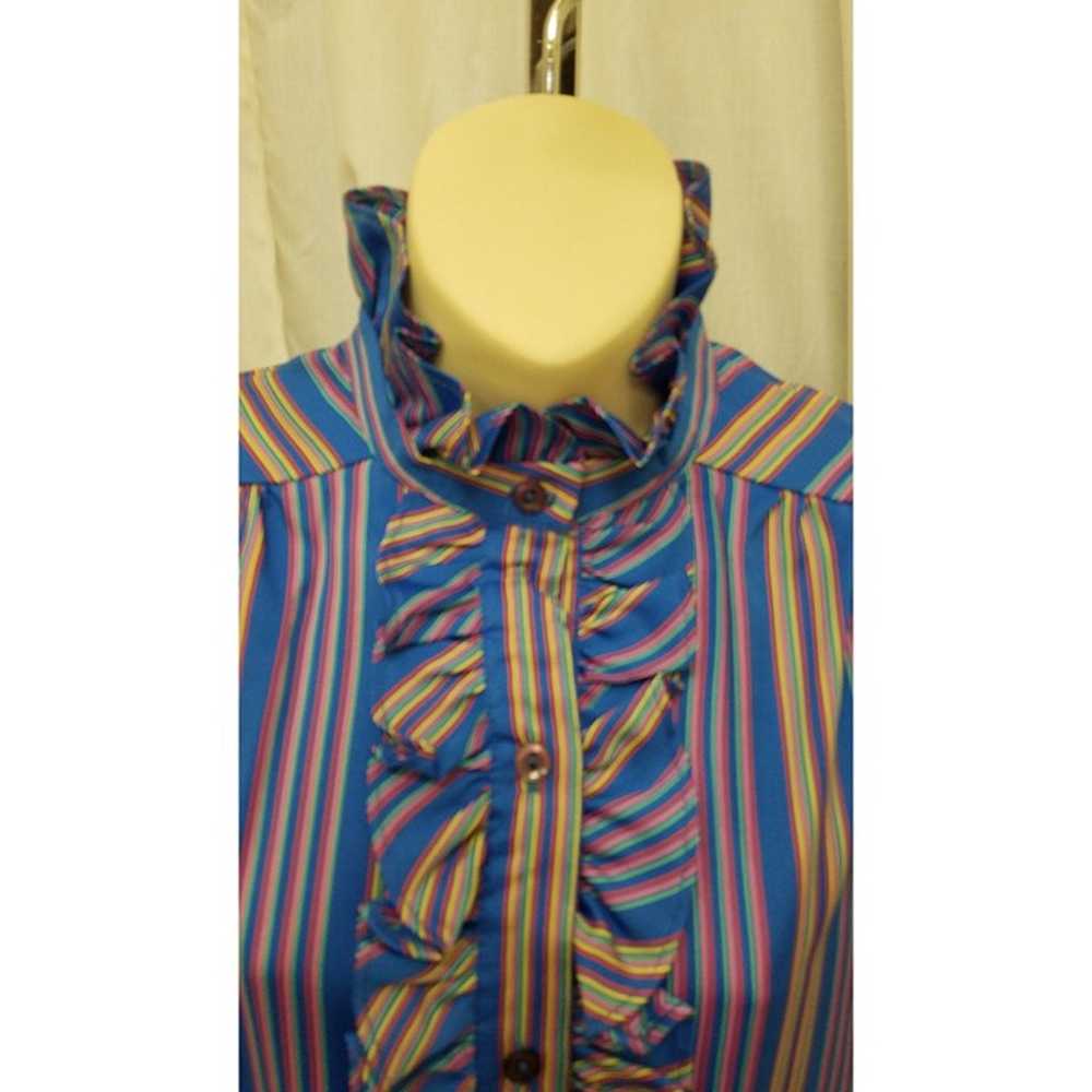 Vintage 1970s Colorful Bright Rainbow Polyester D… - image 3