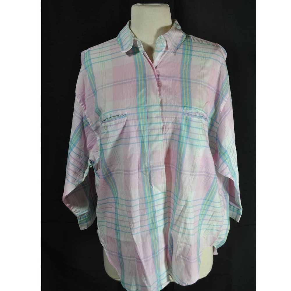 Vintage Diane Von Furstenberg Button Up Pink Blue… - image 1