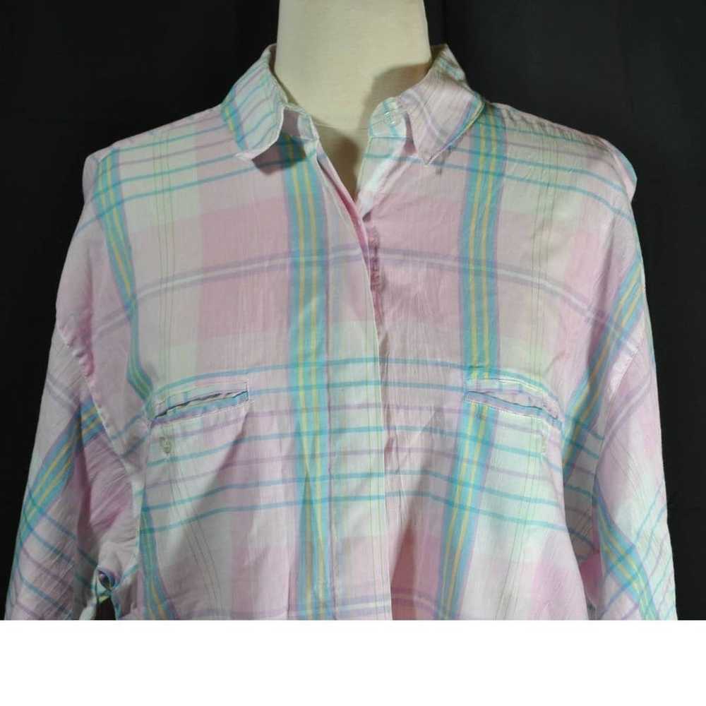 Vintage Diane Von Furstenberg Button Up Pink Blue… - image 2