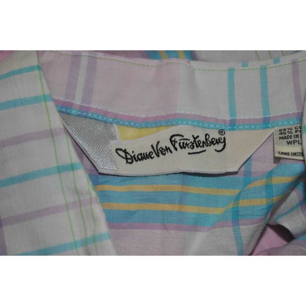 Vintage Diane Von Furstenberg Button Up Pink Blue… - image 4