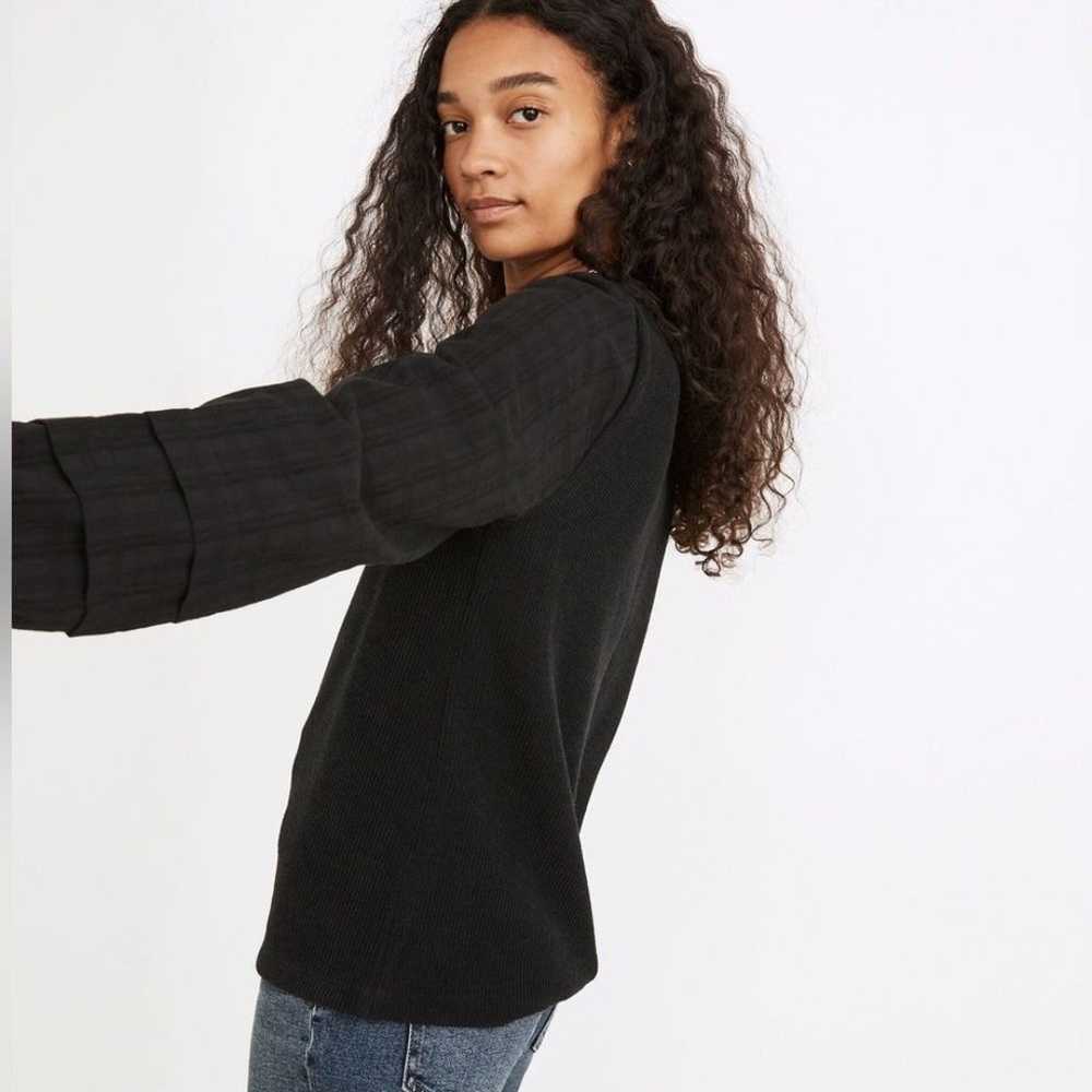 Madewell Weavemix Mockneck Bubble-Sleeve Top - image 2