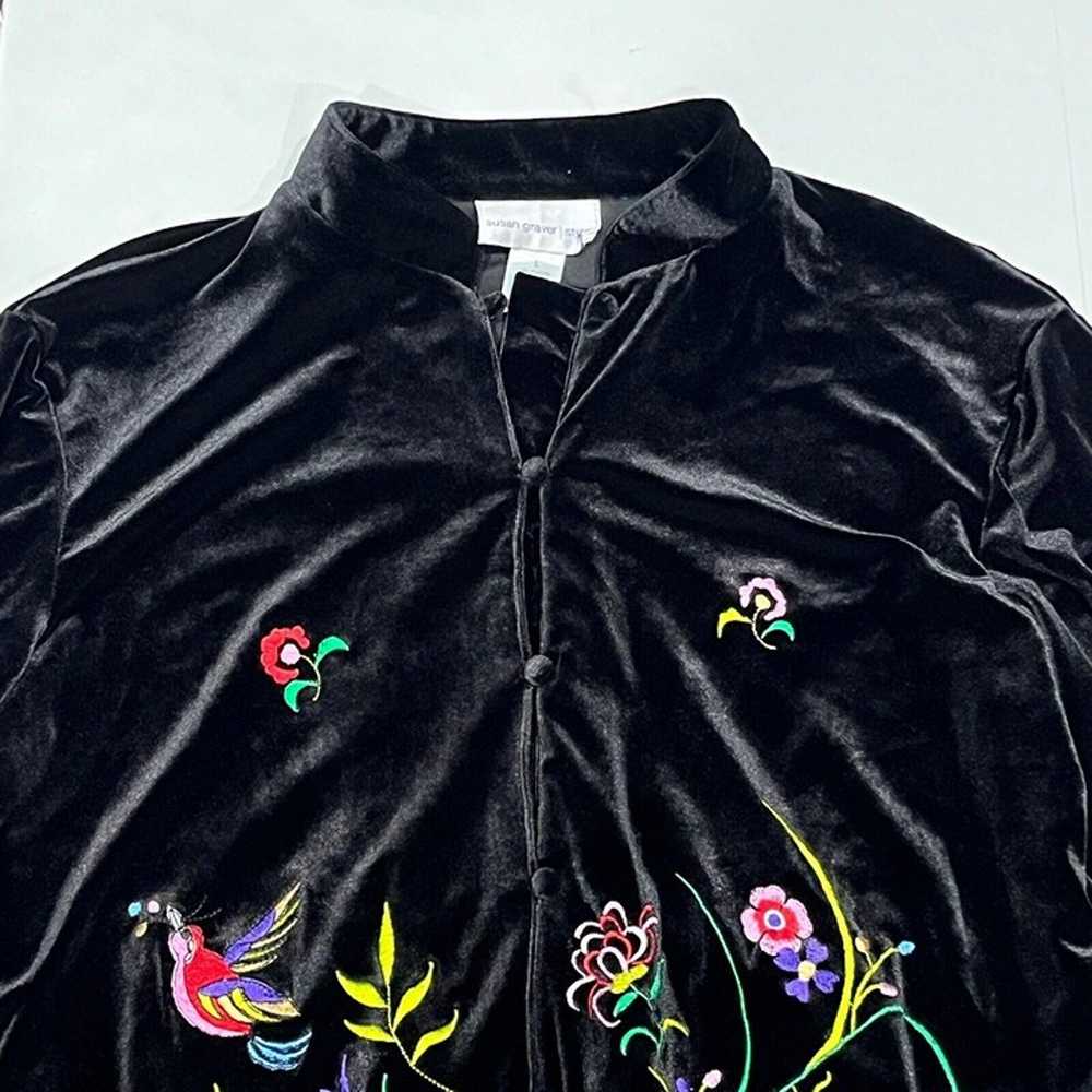 Vintage Susan Graver Black Velvet Kimono Style Em… - image 6