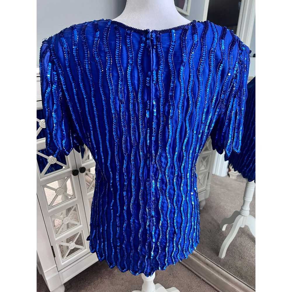 Vintage 80's Laurence Kazar Beaded Sequin Top Lar… - image 10