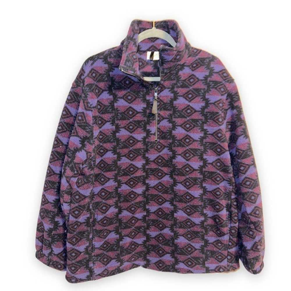 Woolrich Vintage Quarter Zip Fleece graphic Aztec… - image 1