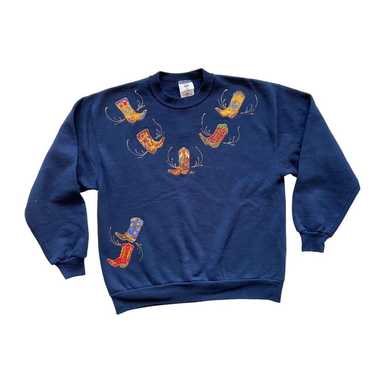 Jerzees Womens Custom Cowboy Boot Crewneck Sweatsh