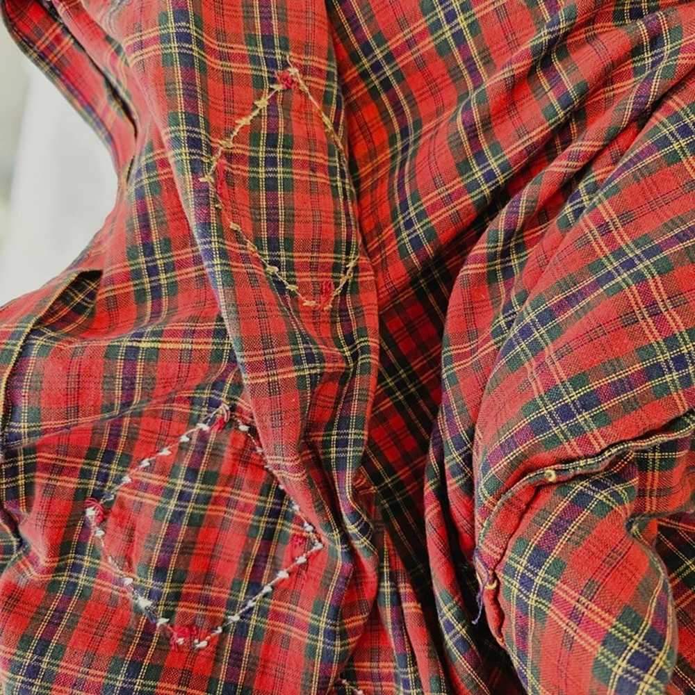 80s Bill Blass Christmas Shirt Red Plaid Patch Ap… - image 12