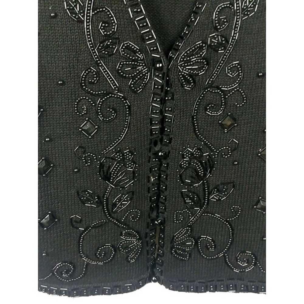 SML Sport Black Beaded Sweater Vest Large Sequine… - image 3