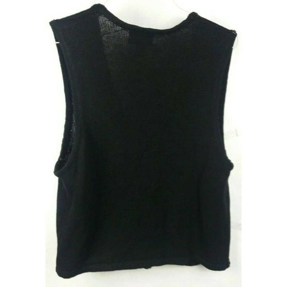 SML Sport Black Beaded Sweater Vest Large Sequine… - image 7