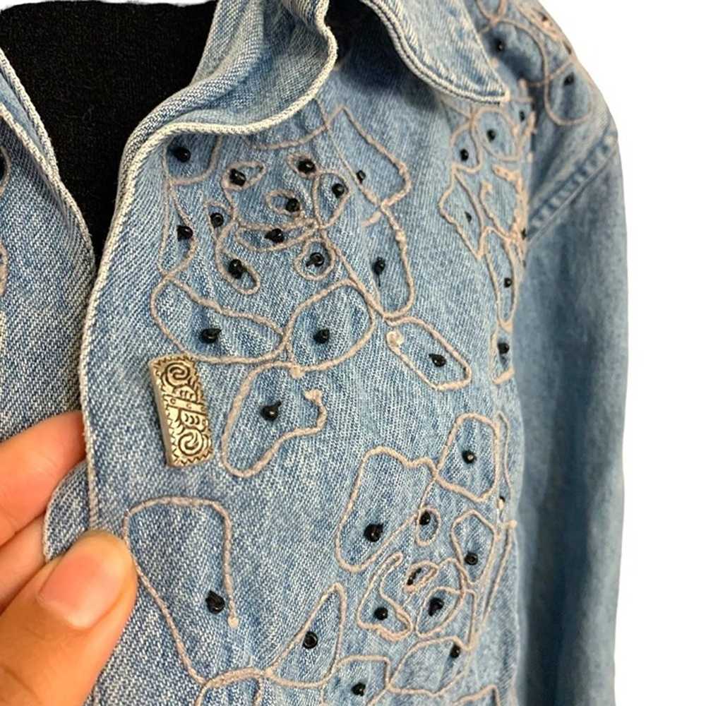 Sweet Vintage Beaded & Embroidered Denim Jacket - image 4