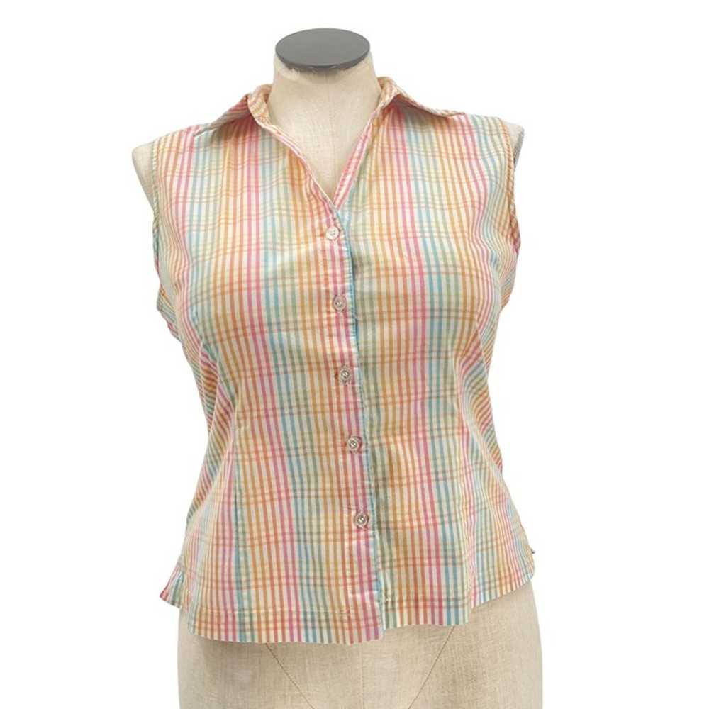 Rainbow Vintage Lee 80s 90s Sleeveless Plaid Butt… - image 1