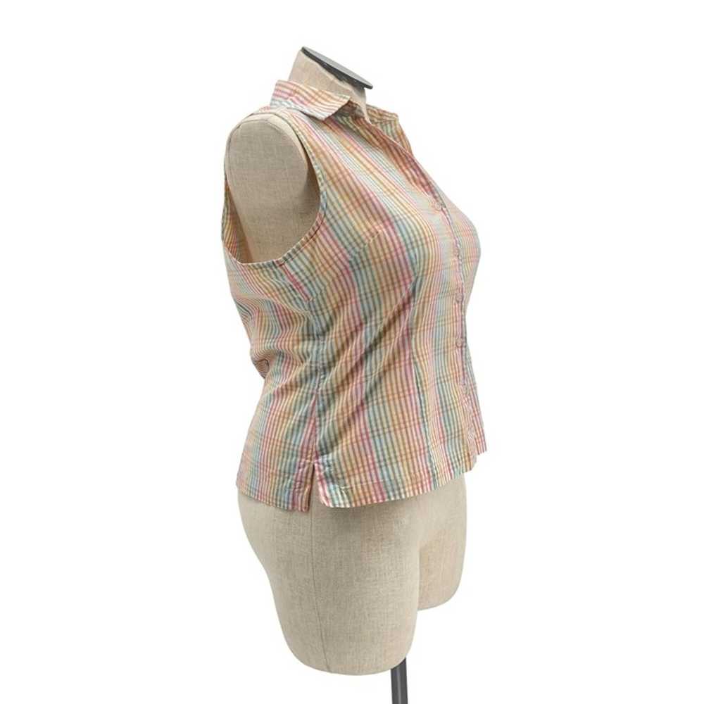 Rainbow Vintage Lee 80s 90s Sleeveless Plaid Butt… - image 2