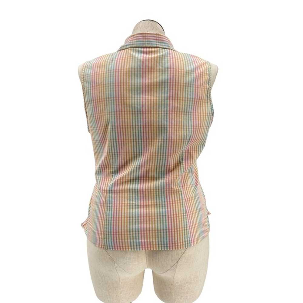 Rainbow Vintage Lee 80s 90s Sleeveless Plaid Butt… - image 3