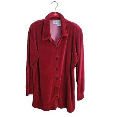 Jason Maxwell 90s Vintage Y2K Red Velour Long Lin… - image 1