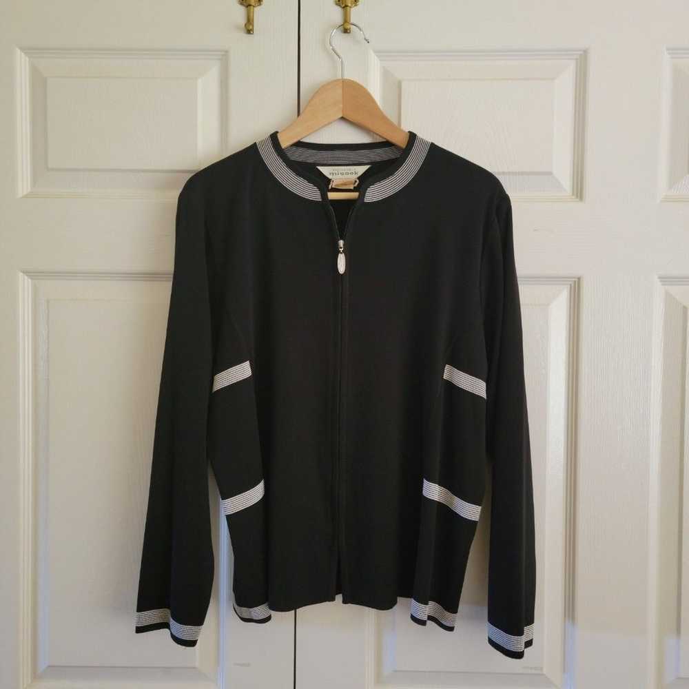 Exclusively Misook Black and White Zip Up Cardiga… - image 1