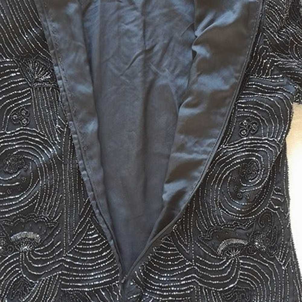 80s Vintage Papell Boutique Evening Black Silk Ha… - image 6