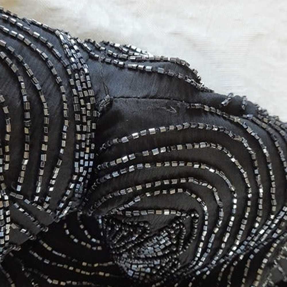 80s Vintage Papell Boutique Evening Black Silk Ha… - image 7