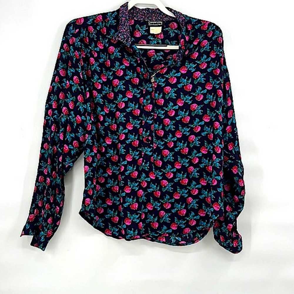 Vintage retro floral Carole little blouse size la… - image 1