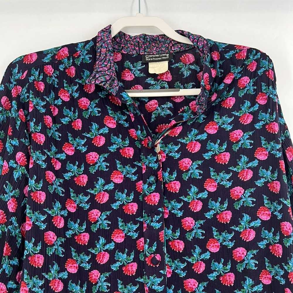 Vintage retro floral Carole little blouse size la… - image 7