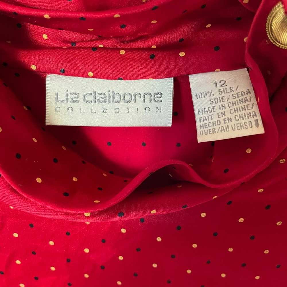 Vintage 80s Liz Claiborne collection polka dot sm… - image 5