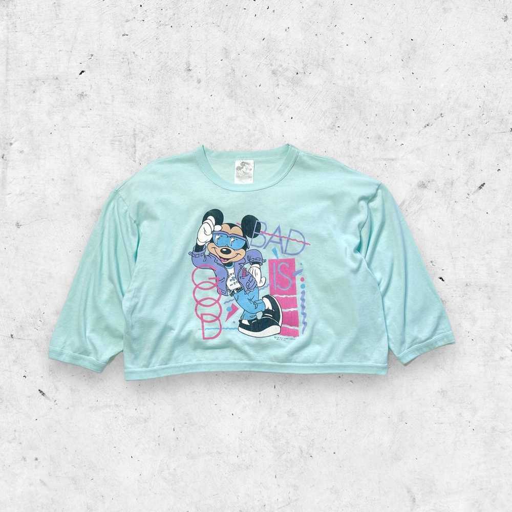 Vintage 80s Disney Mickey Mouse Bad is Good Crop … - image 1