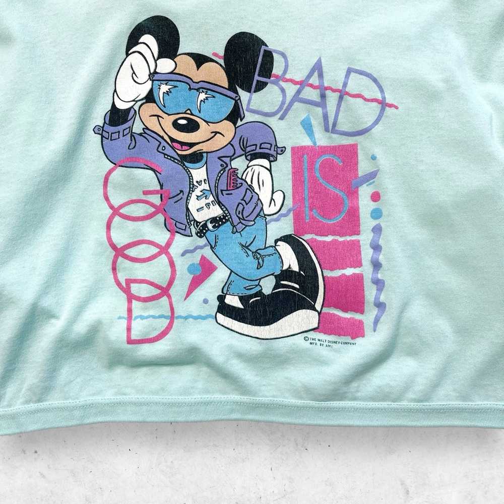 Vintage 80s Disney Mickey Mouse Bad is Good Crop … - image 2