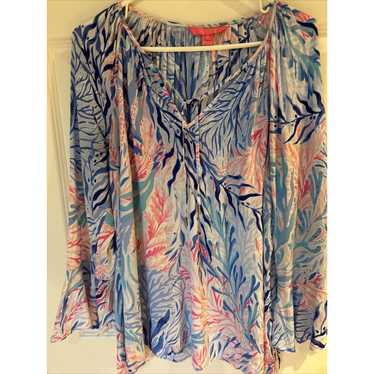 NWT Lilly Pulitzer popular Willa Flounce Top in Pans Garden - size M