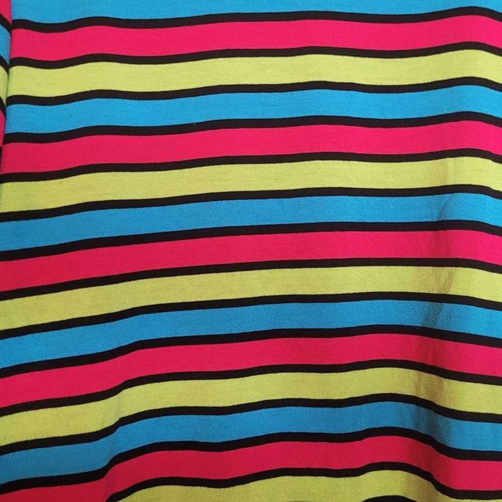 Vintage V Neck Tshirt Rainbow Stripes Forenza 80s… - image 2