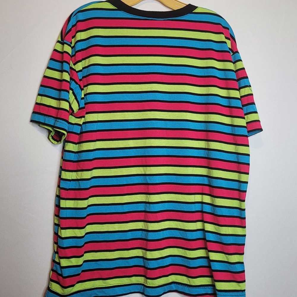 Vintage V Neck Tshirt Rainbow Stripes Forenza 80s… - image 6