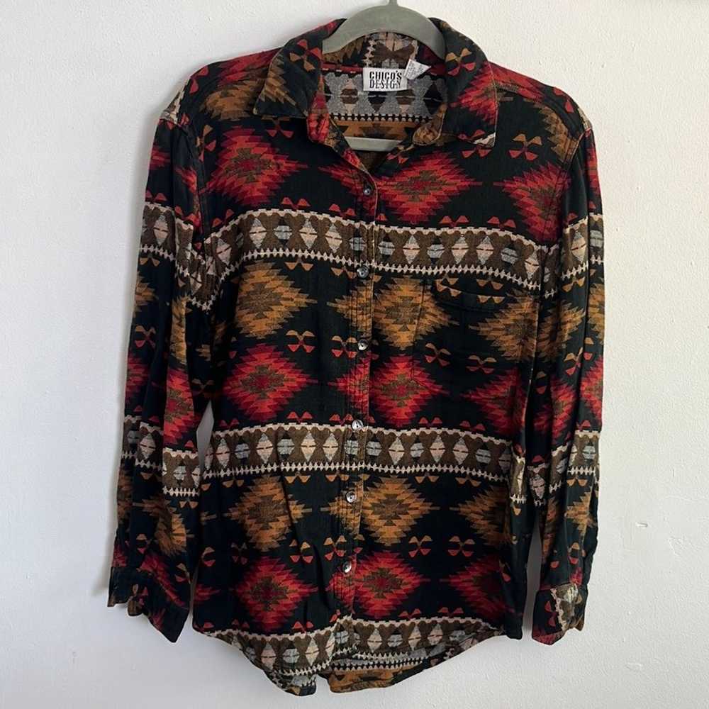 Chico’s Vintage Tribal Southwestern Button Down S… - image 1