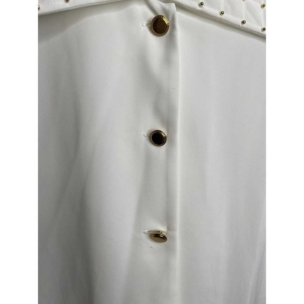 Vintage Oleg Cassini Simple White Top Blouse Gold… - image 3